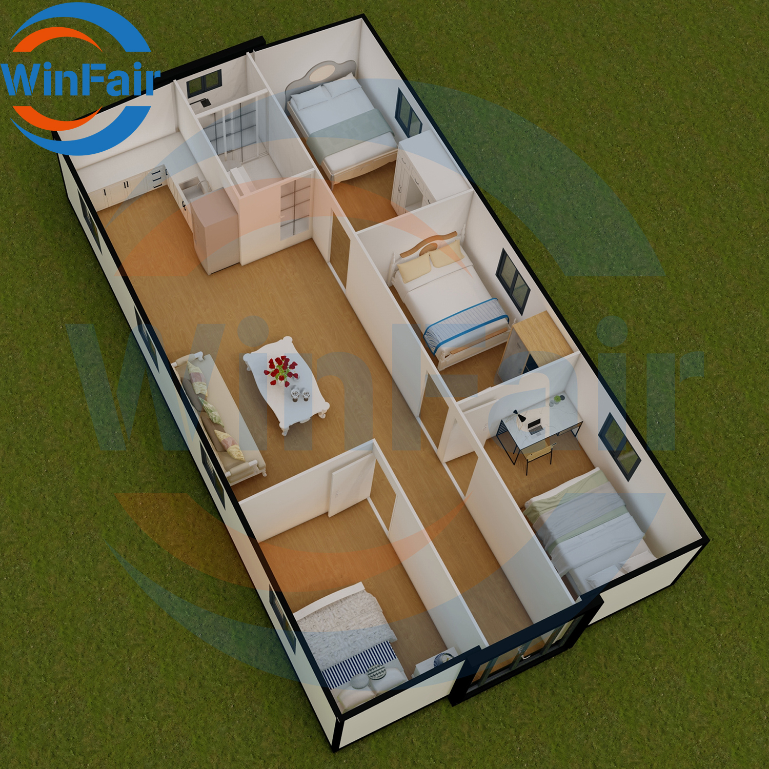 WinFair Luxury 40Ft Mobile Folding Expansible Prefab Tiny House Shipping 2 Bedroom Container 40 Feet High Cube Modelar House