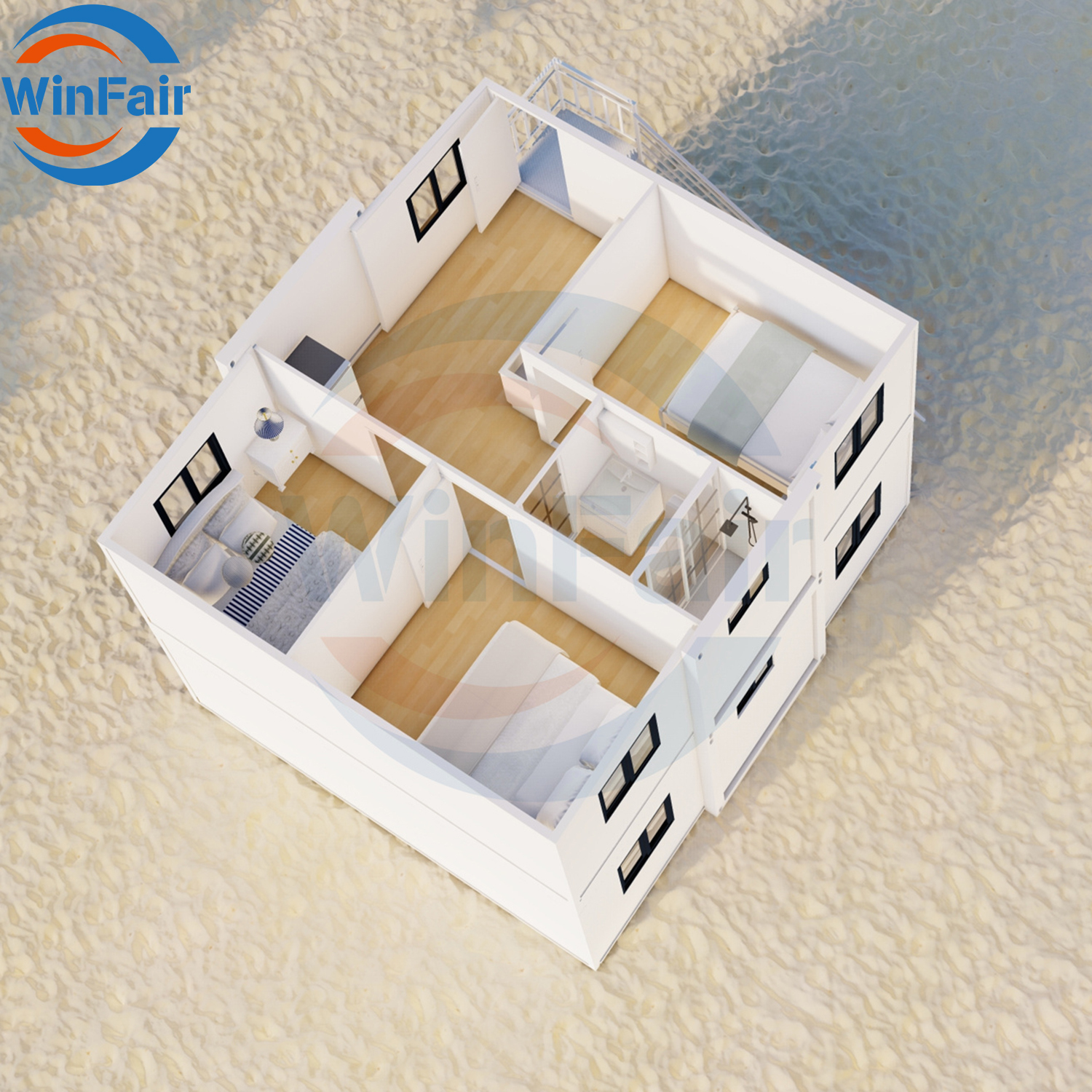 WinFair House Ready Made Prefab 2 Story 6 Bedroom Prefabricated Modelar Expandable Container Houses With Bathroom From China