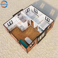 WinFair 20Ft Folding 2 Bedroom Portable Container Expandable Prefab Modulair House Under 50K Prefabricated Homes Modern Luxury