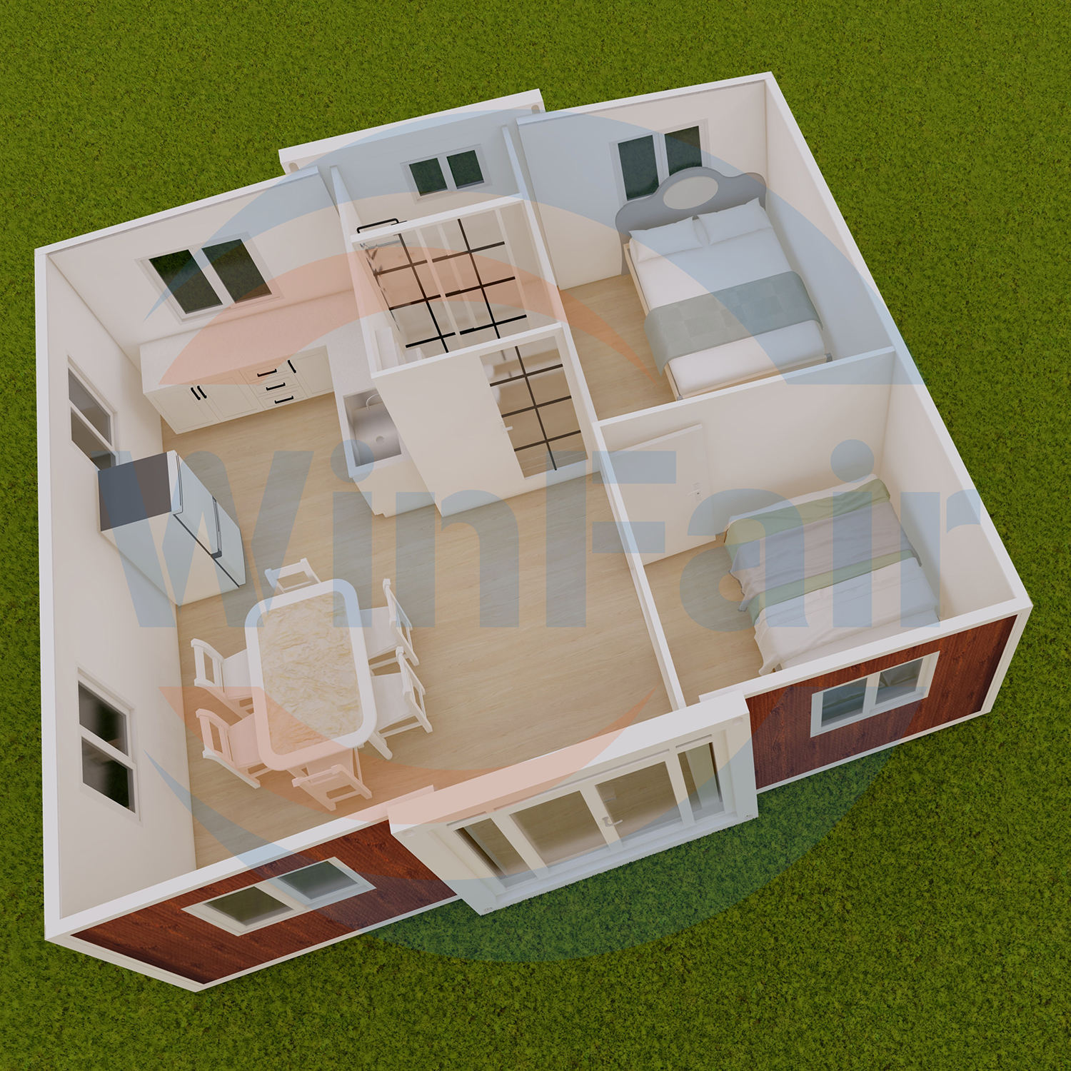 WinFair Luxury Container Modelar Tiny 20Ft Houses 2 Bedroom Homes Modern Mobile Prefab Tiny Luxury Expandable Container House