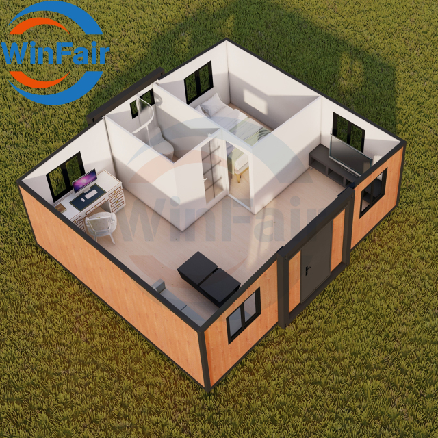 WinFair Luxury Foldable Beach House Prefabricated Homes Mobile Expandable Prefab Container House Expanding With Restroom 20Ft