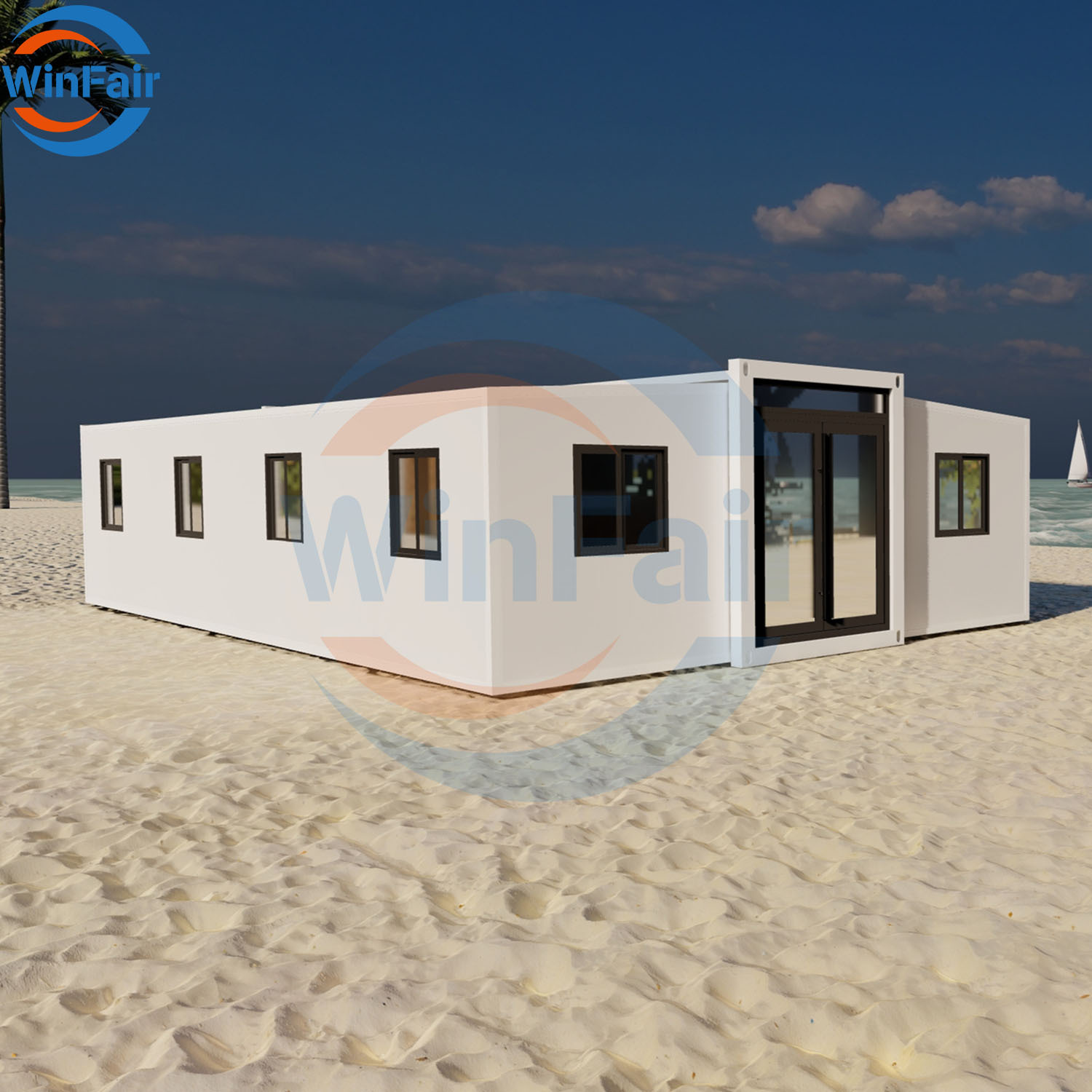 WinFair 40 Foot Prefab Mobile Portable Expandable Foldable 2 Bedroom Container Beach House Prefabricated Luxury With Kitchen