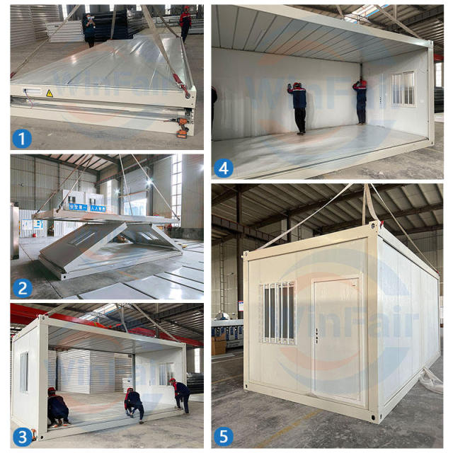 WinFair Apartment Modern Fold Out Steel Fabricated Homes Pre Fabricated Foldable Folding Prefab Container Houses