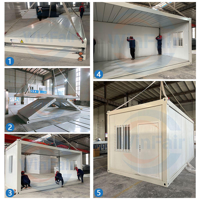 WinFair Steel Fabricated Homes Pre Fabricated Foldable Office Building Modern Fold Out Folding Prefab Container Houses