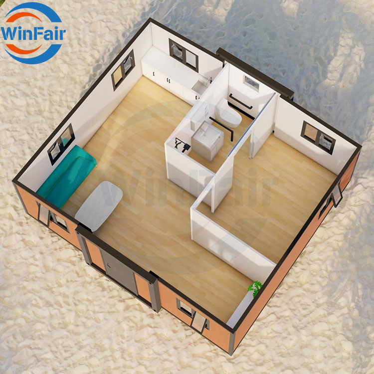 WinFair Mobile Expandable Prefab Container House 20Ft 1 Bedroom With Restroom Outdo Prefabricated Homes Modern Low Cost