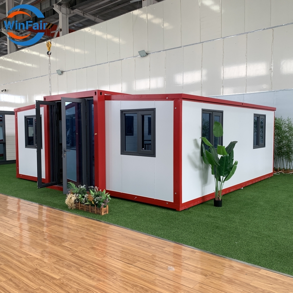 WinFair Luxury Beach House Prefabricated Tiny Mobile Expandable Prefab Foldable House 19Ft X 20Ft 2 Bedroom With Restroom