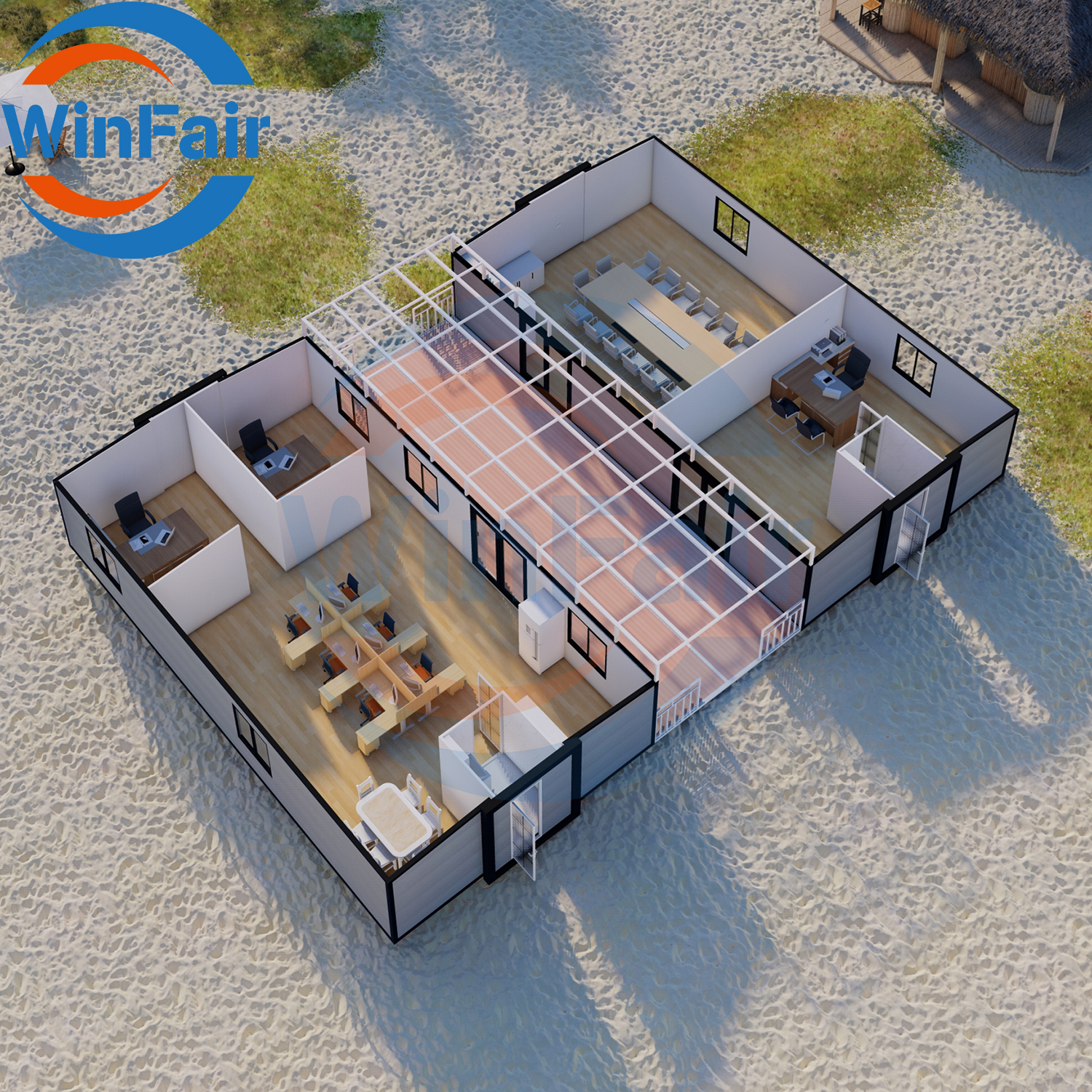 WinFair Luxury Container Modern Prefabricated Prefab Mobile Expandable Container Houses For Living Ready With Bathroom 40Ft
