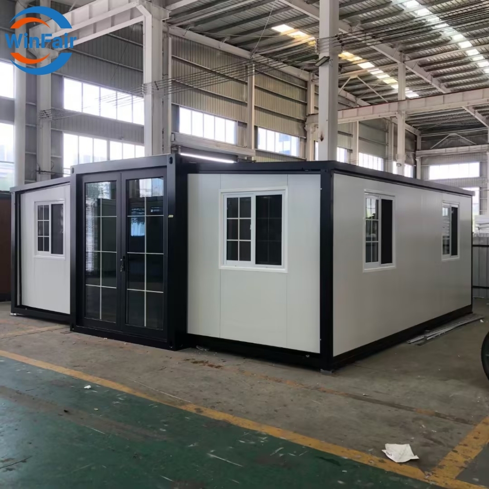 WinFair 20Ft Foldable Container Homes Mobile Expandable Prefab Prefabricated Houses 1 Bedroom With Kitchen And Restroom Outdo