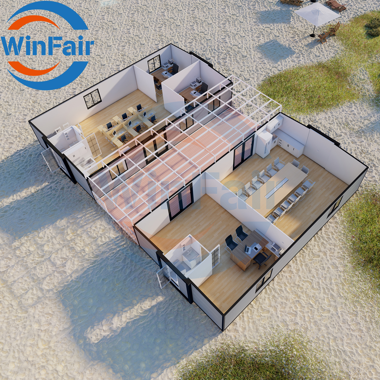WinFair 40Ft Mobile Expansible Prefab Portable House Shipping Container 40 Feet Ft Folding High Cube Luxury House With Restroom