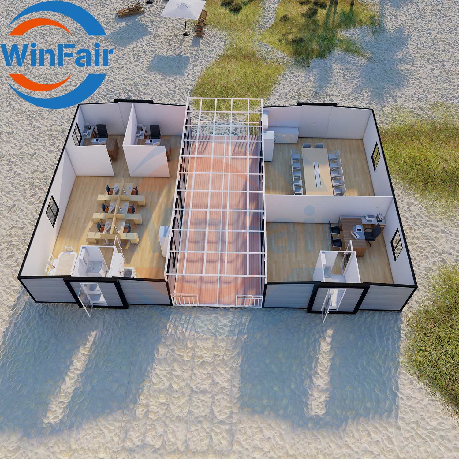 WinFair Luxury Container Modern Prefabricated Prefab Mobile Expandable Container Houses For Living Ready With Bathroom 40Ft