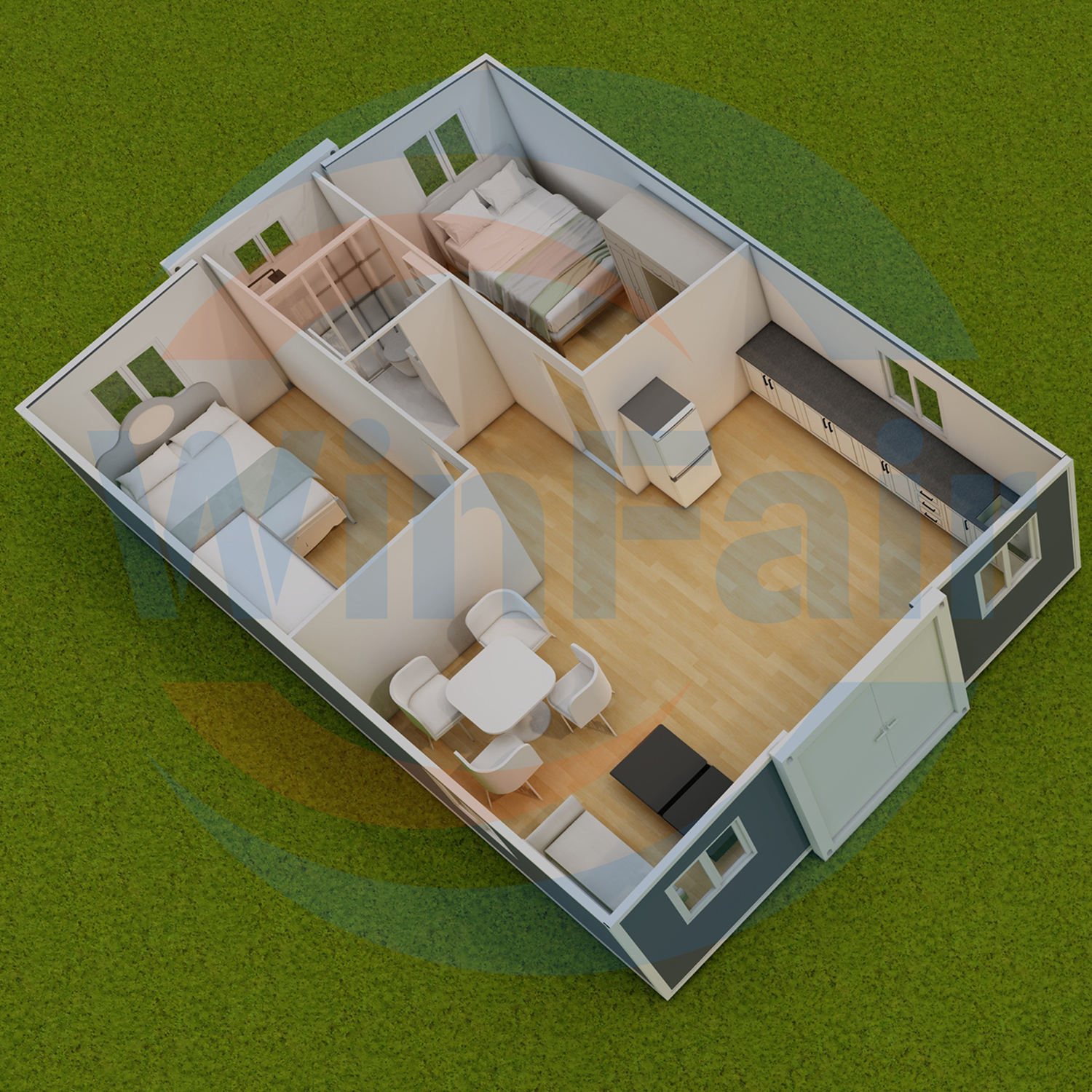 WinFair Mobile Expandable Prefab Foldable Tiny Container Prefab Modular House For Living Ready 2 Bedroom With Bathroom