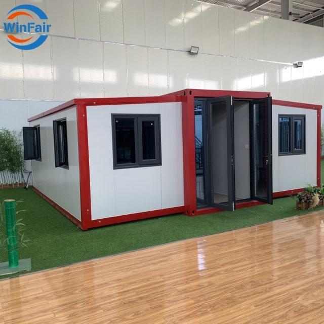 WinFair Luxury Beach House Prefabricated Tiny Mobile Expandable Prefab Foldable House 19Ft X 20Ft 2 Bedroom With Restroom