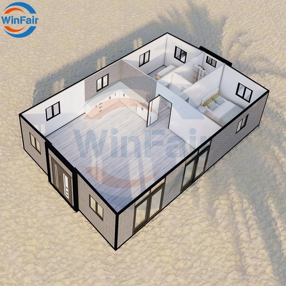 WinFair Luxury 2 Bedroom House Prefabricated 40 Ft Prefab Expandable Foldable Container House With Full Bathroom