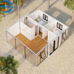 WinFair Luxury Foldable Prefabricated Mobile Expandable Prefab House 19Ft X 20Ft 2 Bedroom Container House With Restroom