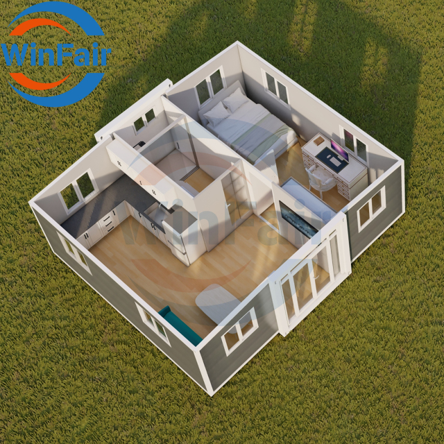 WinFair Portable Prefab Tiny Homes House Prefabricated Luxury 20Ft House Container Expandable House 1 Bedroom With Restroom