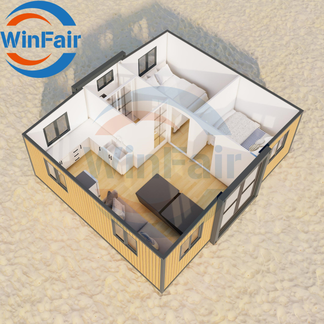 WinFair Extendable Container Houses Ready To Living 2 Bedroom Portable Two Bedroom Luxury Prefabricated 2 Bed Room House