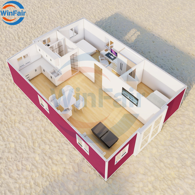 WinFair Expandable Home Prefab Modern Prefabricated 2 Bedroom Container House 30Ft From China With Kitchen And Bathroom