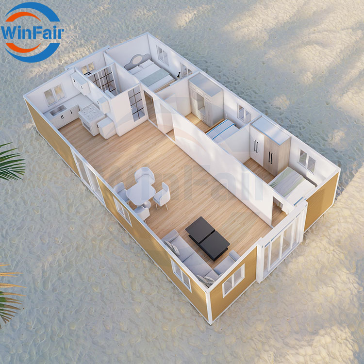 WinFair 40 Ft Folding Extensible 3 Bedroom Container House Prefabricated Luxury Homes Villas Modern Low Cost With Toilet