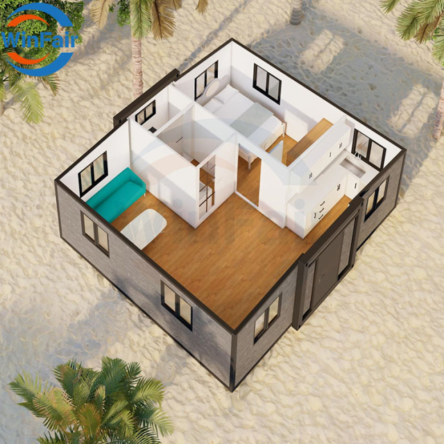 WinFair 20Ft Foldable Modelar Houses Prefabricated Homes Modern Luxury Prefab Steel Expandable Container House Villa Under 50K