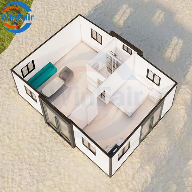 WinFair 20Ft Foldable Container Prefab Beach Expandable Mobile House Ready Villas Under 50K Assemble Homes Modern Luxury