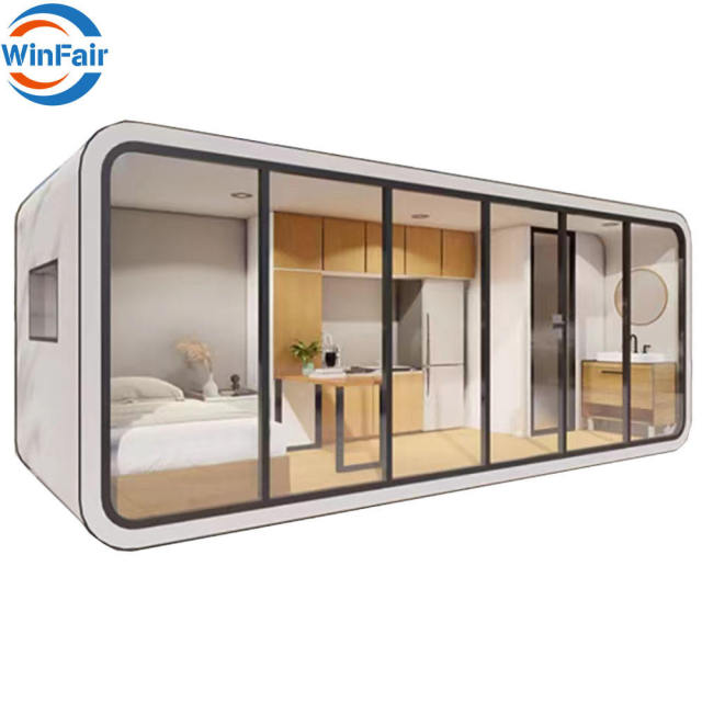 WinFair 20Ft Modular Container Prefabricated Glass Capsule House Modular Luxury Prefab Tiny Houses Apple Cabin Manufacturer