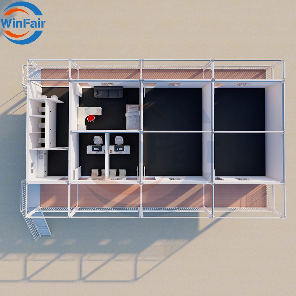 WinFair Colombia Prefab Prefabricated 2 Story Assembled Isolated Steel Eco Mobile Slope Roof Modular Container Houses Garage