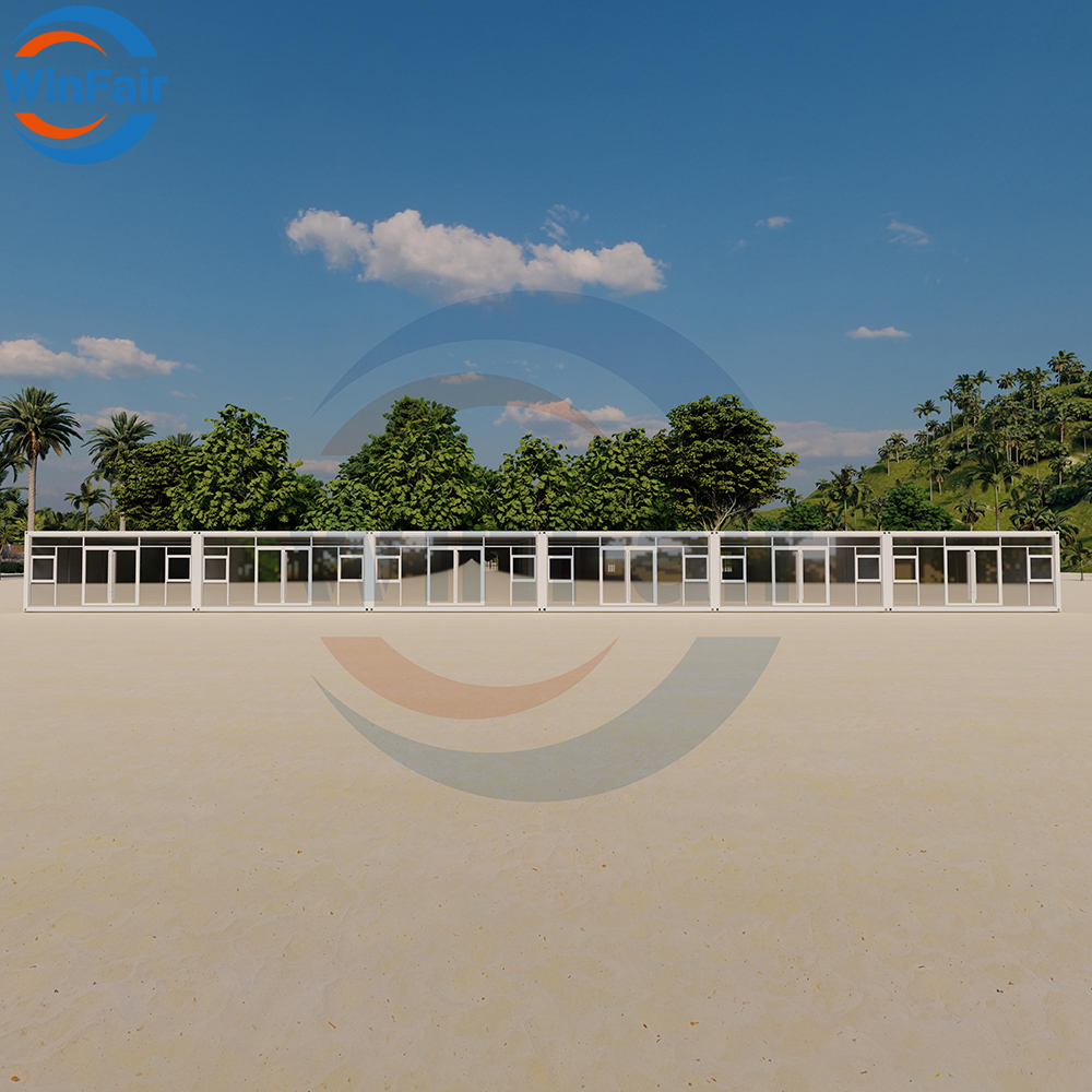 WinFair 20Ft Detachable Prefabricated Structure Steel Modular Container Glass House Villa Prefab Work Camp Kitchen Toilet