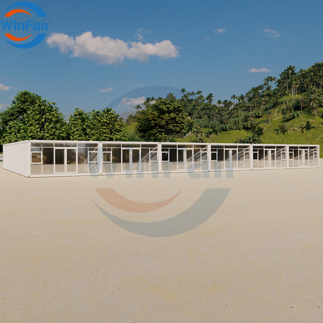 WinFair 20Ft Detachable Prefabricated Structure Steel Modular Container Glass House Villa Prefab Work Camp Kitchen Toilet