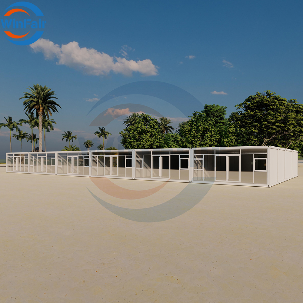WinFair 20Ft Detachable Prefabricated Structure Steel Modular Container Glass House Villa Prefab Work Camp Kitchen Toilet