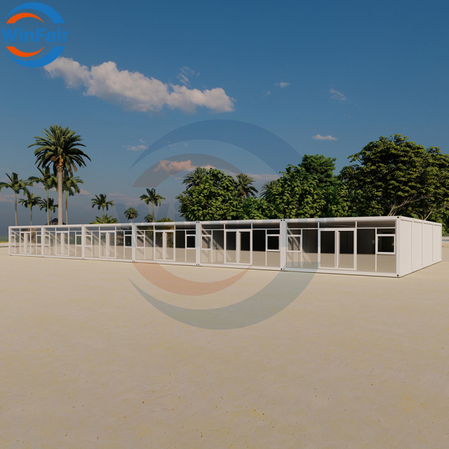 WinFair 20Ft Detachable Prefabricated Structure Steel Modular Container Glass House Villa Prefab Work Camp Kitchen Toilet