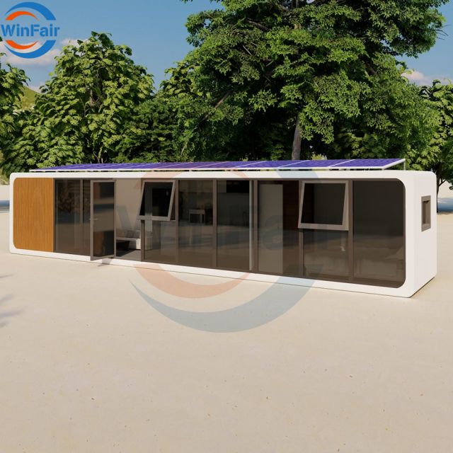 WinFair 40 Foot Prefabricated Portable Camping Mobile Modern Prefab Glass Solar Apple Cabin Modular Luxury House In Cyprus