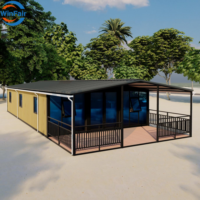 WinFair Cheap Modern Folding Expendable Container Beach House Ready to Live Prefabricated Modular Houses Homes Luxury 3 Bedrooms