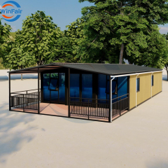 WinFair Custom Prefab Folding Prefabricated 40 Foot European Container Beach Houses Expandable 3 Bedrooms House Made in China