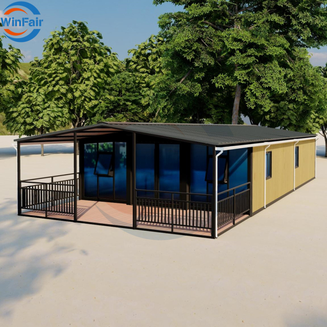 WinFair Custom Prefab Folding Prefabricated 40 Foot European Container Beach Houses Expandable 3 Bedrooms House Made in China