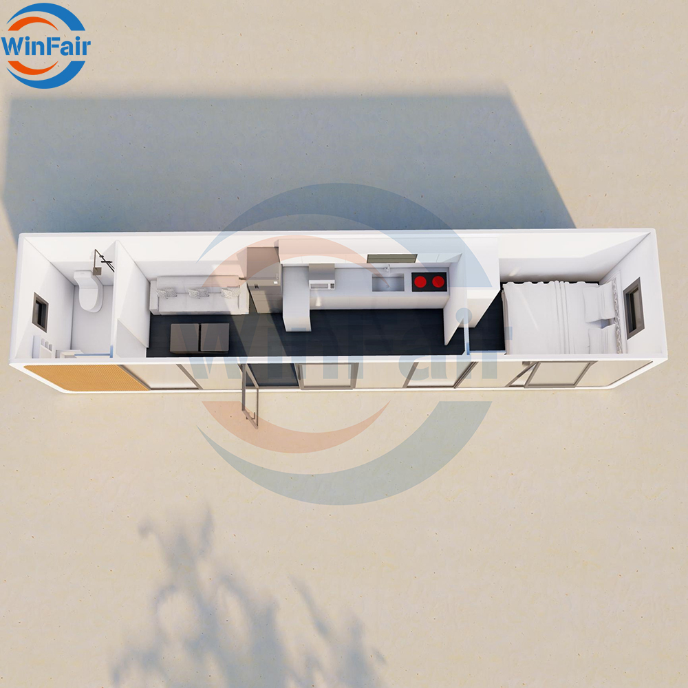 WinFair Complete Prefabricated Prefab 2 Bed Apple Cabin Bath Ready Modular Container House 40 Ft In Mexico For Travel Suppliers