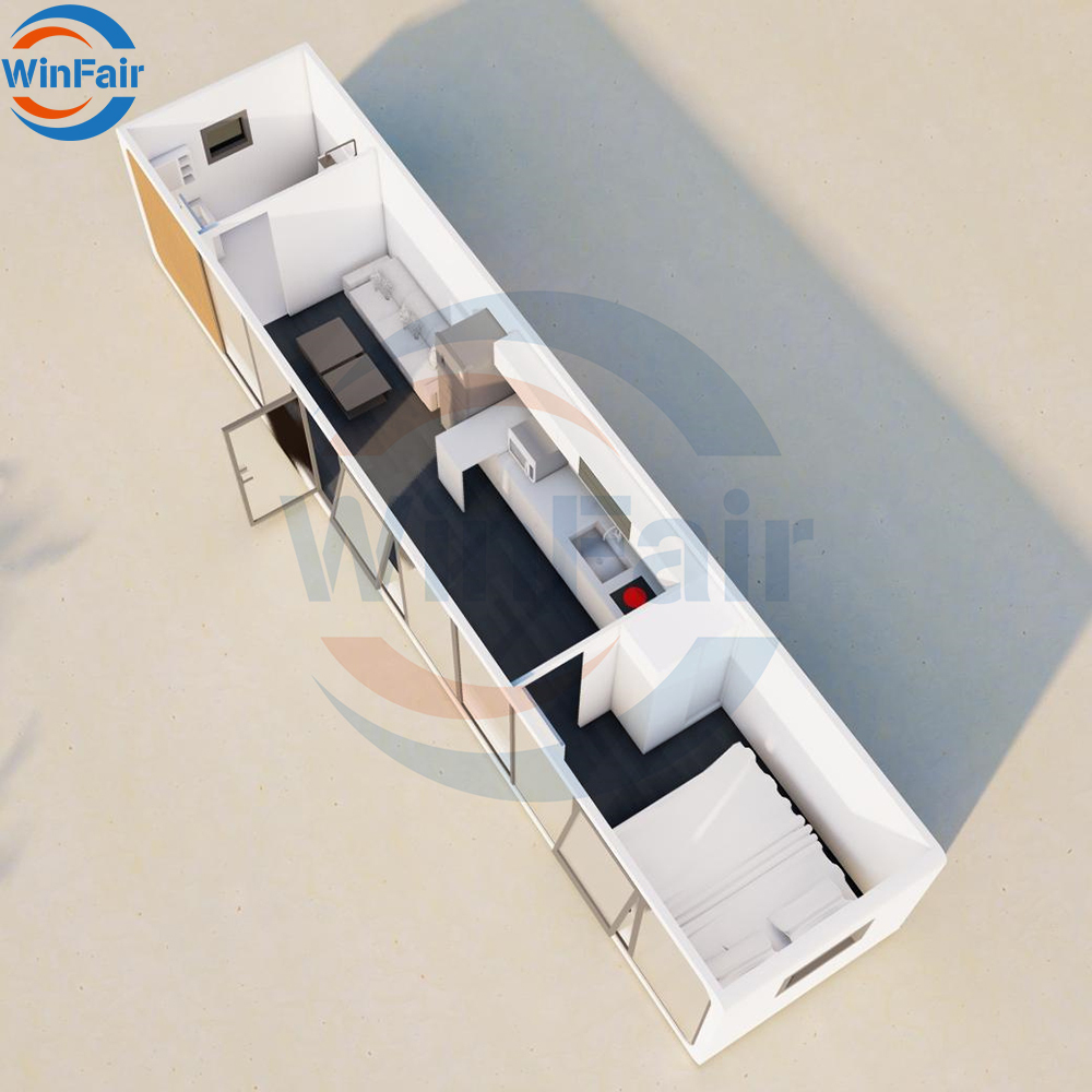 WinFair Complete Prefabricated Prefab 2 Bed Apple Cabin Bath Ready Modular Container House 40 Ft In Mexico For Travel Suppliers