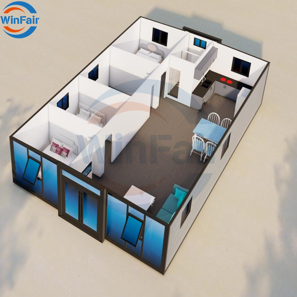 WinFair 40Ft Luxury A Frame Modular House 4 Bedroom Prefab Prefabricated Villa Modern Container Houses Poland With Bathroom