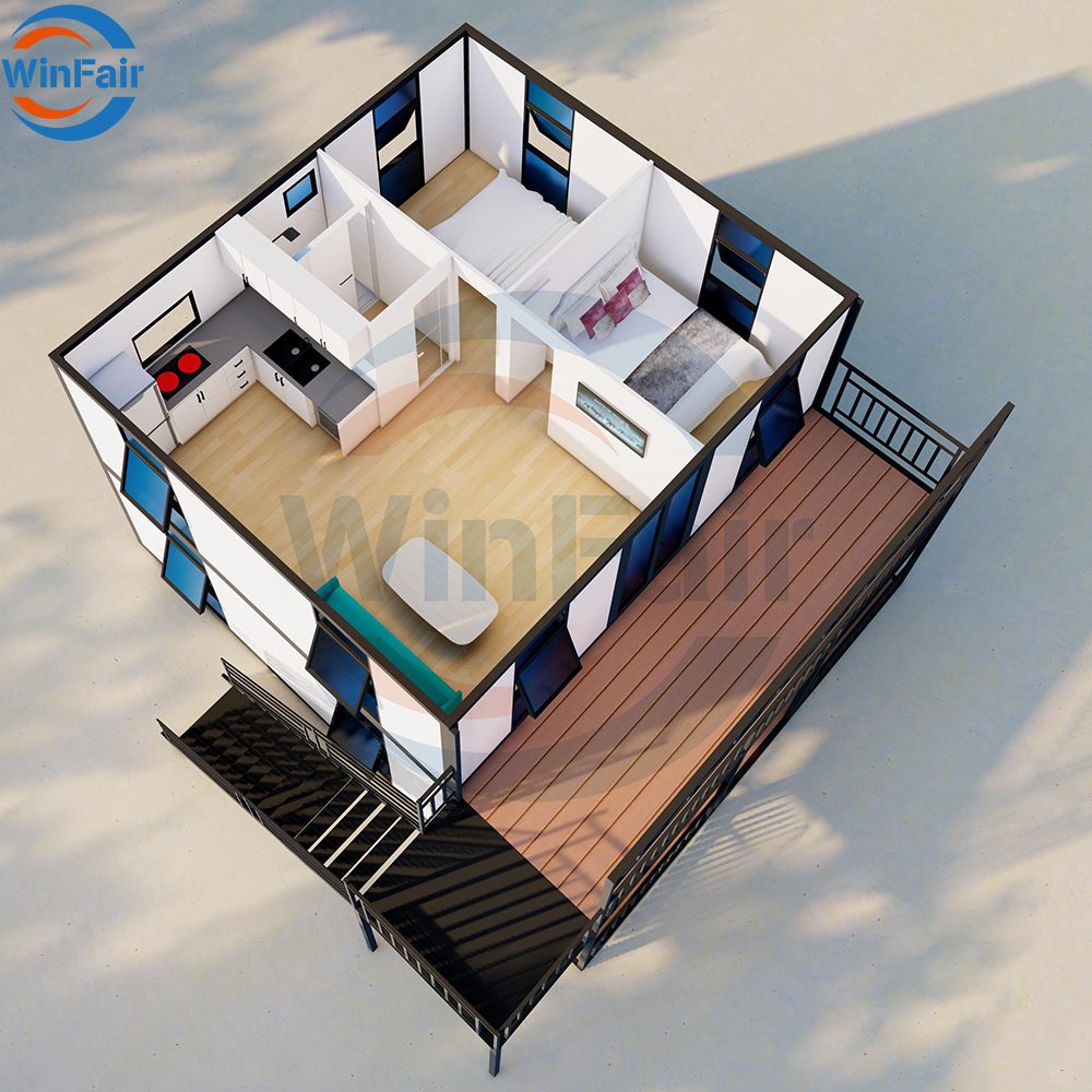 WinFair Puerto Rico 20Ft Two Story Mobile Tiny Fold Prefab Module Competitive Price Portable Container Housees 2 Bedroom