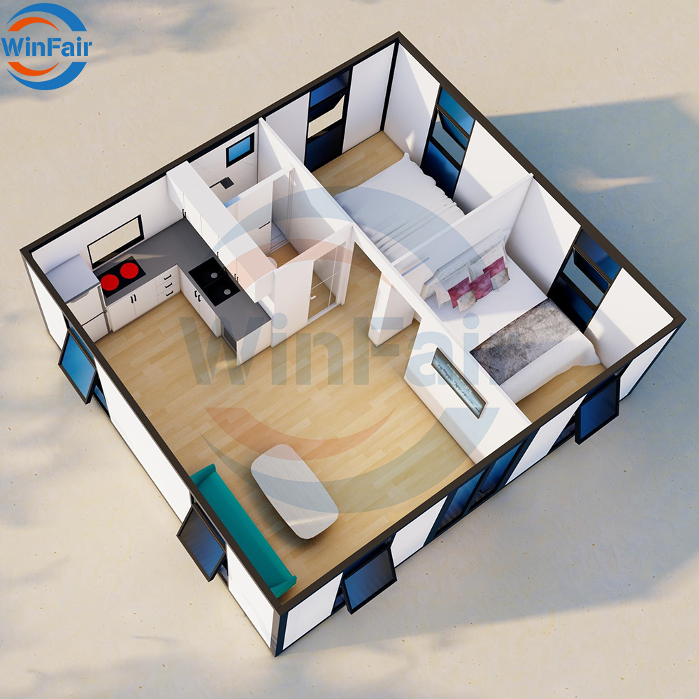 WinFair Chinese Luxury 2 Story 20Ft Prefab Prefabricated Modular Folding Duplex Container House Villa 2 Bedroom Prices Usa