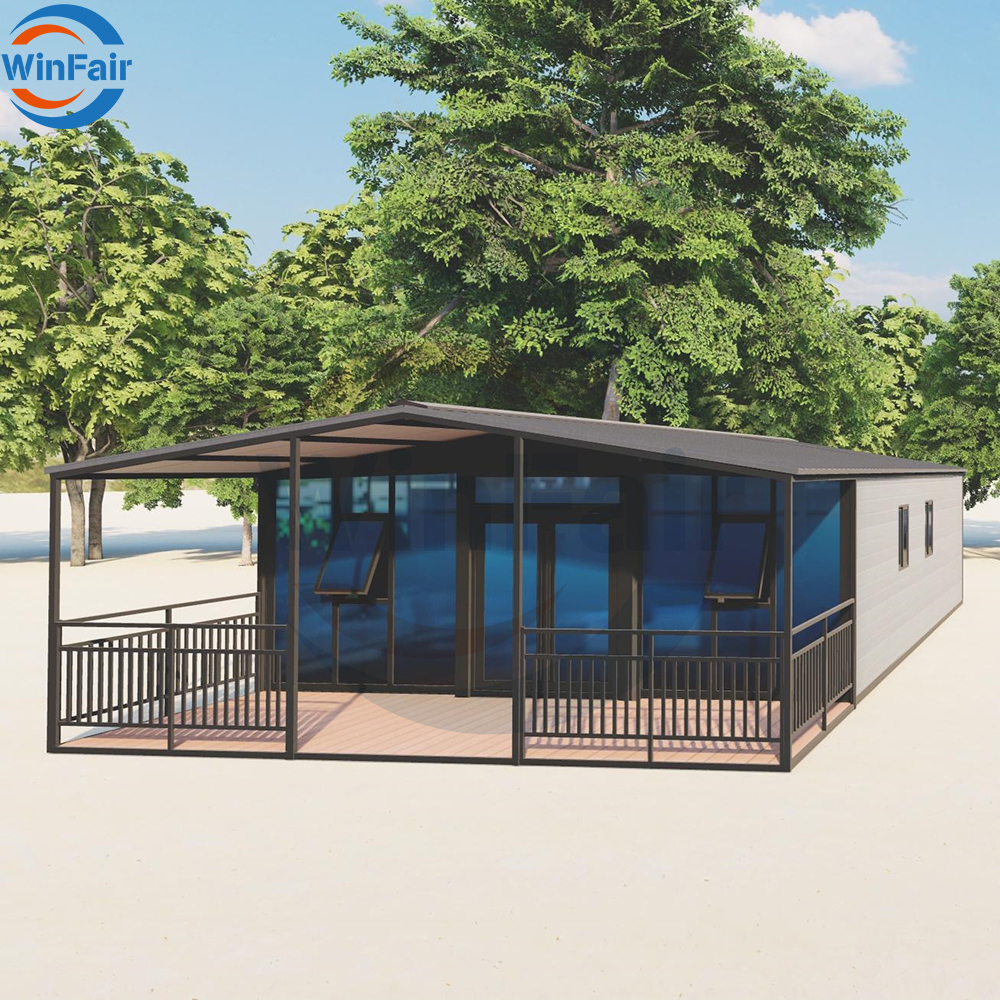 WinFair Price Portable Homes 4 Bedroom Finished Modular Prefab Glass Prefabricated Container House Modern 40 Ft For Sale