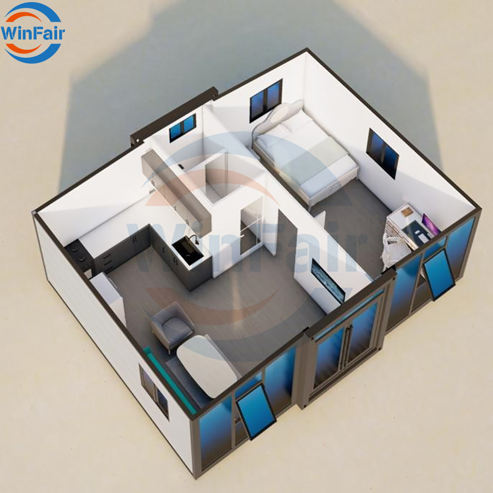 WinFair Oem Low Price Prefab One Bedroom 20Ft Living Expandale Container Houses Homes Prefabricated Foldable House With Porch
