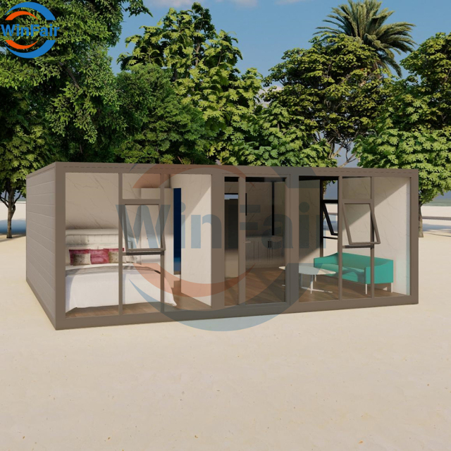 WinFair Italy Tiny Homes Complete Modular Prefab Prefabricated 20Ft 2 Bedroom Expandable Container Glass Mobile Module House