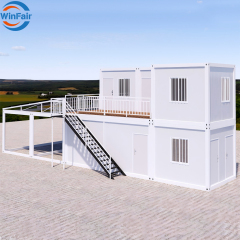 WinFair Bangladesh Mobile Prefab Modular Prefabricated Module 2-Story Container House Homes With Kitchen And Bathroom On Terrace