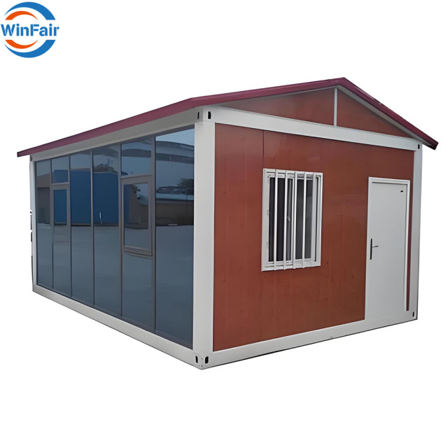 WinFair Modular Prefabricated Ready 20Ft Folding Container House Small Coffe Beirut Customize Triangle-Roof-Prefab-House