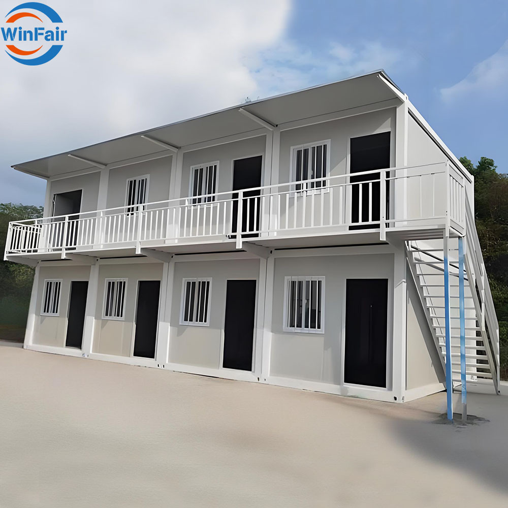 WinFair Duplex Modular Luxury Coffee-House Stack Composite Prefab Mobile Container House Home Modern Light Villa With Kitchen