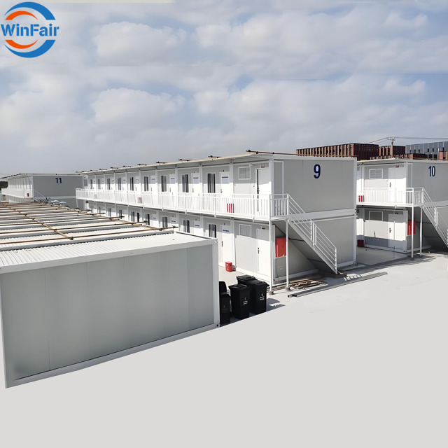 WinFair Low Cost Prefabricated Small 2-Story Steel Frame Prefab Container Houses Hurricane Proof Poland With Toilet And Shower