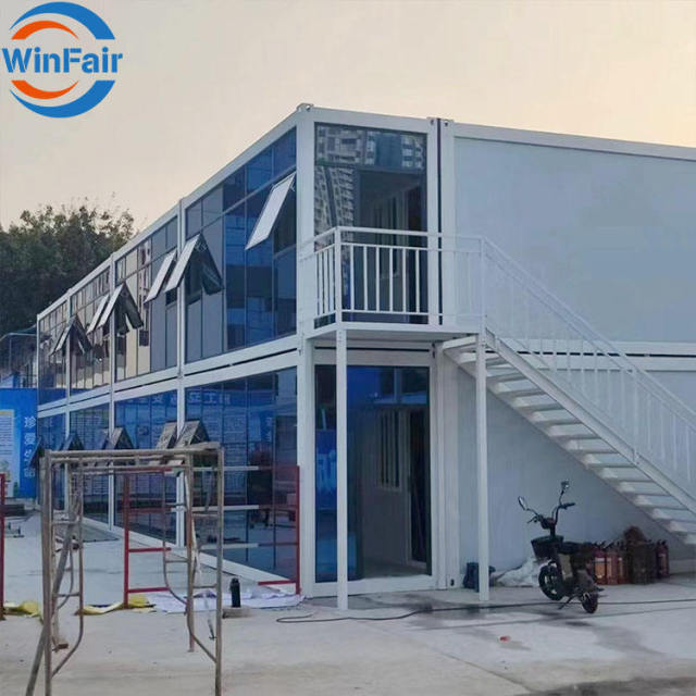 WinFair Duplex Modular Luxury Coffee-House Stack Composite Prefab Mobile Container House Home Modern Light Villa With Kitchen
