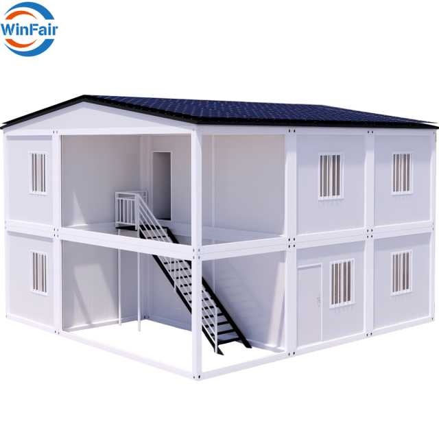 WinFair Custom Luxury Bangladesh Low Cost Mountain Modular Solar Prefab Duplex Container House 2 Story Steel Sandwich Panel