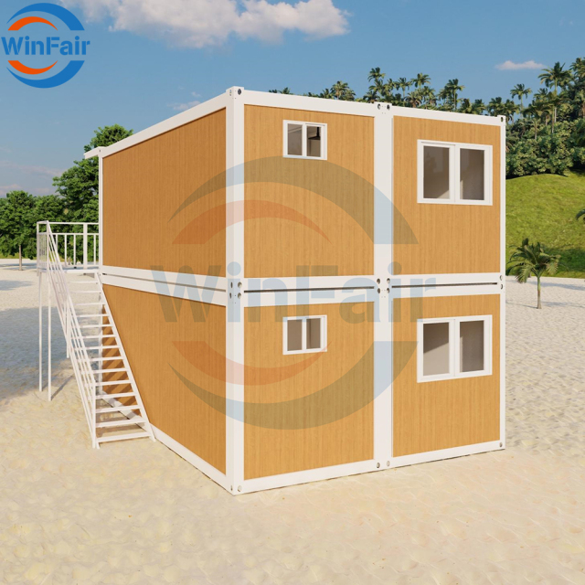 WinFair Low Price Modern Prefab Two Story Folding Container Houses with Steel & Sandwich Panel House Prefabricated Homes
