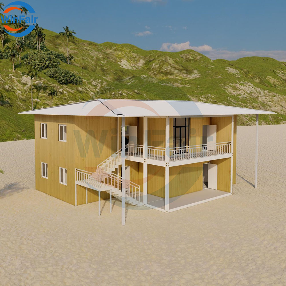 WinFair Wholesale Price Fast Assemble China Pitched Roof Prefabricated Insulated Two Story Container House Apartment Portugal